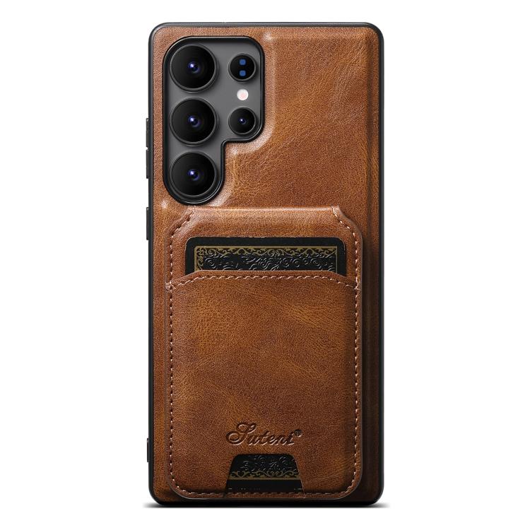 Suteni H15  Oil Eax Leather Detachable Wallet Back Phone Case, For Samsung Galaxy S25 5G, For Samsung Galaxy S25+ 5G, For Samsung Galaxy S25 Ultra 5G, For Samsung Galaxy S24 Ultra 5G, For Samsung Galaxy S24+ 5G