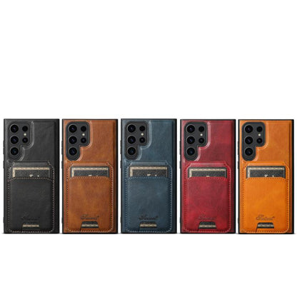 Suteni H15  Oil Eax Leather Detachable Wallet Back Phone Case, For Samsung Galaxy S25 5G, For Samsung Galaxy S25+ 5G, For Samsung Galaxy S25 Ultra 5G, For Samsung Galaxy S24 Ultra 5G, For Samsung Galaxy S24+ 5G