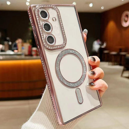 Diamond Gradient Plated MagSafe TPU Phone Case, For Samsung Galaxy S25 5G, For Samsung Galaxy S25+ 5G, For Samsung Galaxy S25 Ultra 5G, For Samsung Galaxy S24 FE 5G