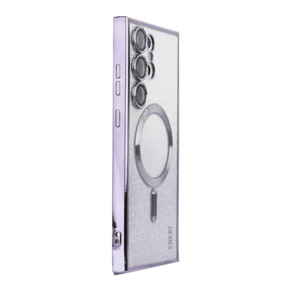 ENKAY Hat-Prince Magnetic Glitter Plated TPU Phone Case with Lens Film, For Samsung Galaxy S23 Ultra 5G, For Samsung Galaxy S23+ 5G, For Samsung Galaxy S23 5G