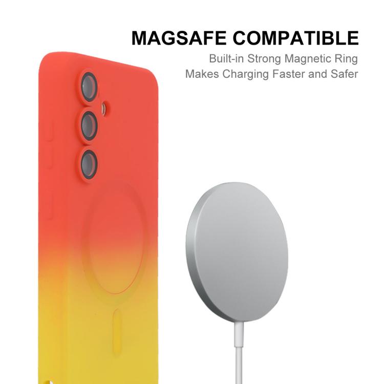 ENKAY Hat-Prince MagSafe Rainbow Gradient Silicone Phone Case with Lens Film, For Samsung Galaxy S25+ 5G, For Samsung Galaxy S25 Ultra 5G, For Samsung Galaxy A15, For Samsung Galaxy A55