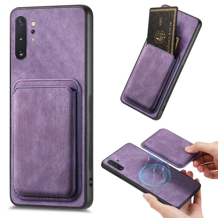 Retro Leather Card Bag Magnetic Phone Case, For Samsung Galaxy Note10, For Samsung Galaxy Note10+, For Samsung Galaxy S8+