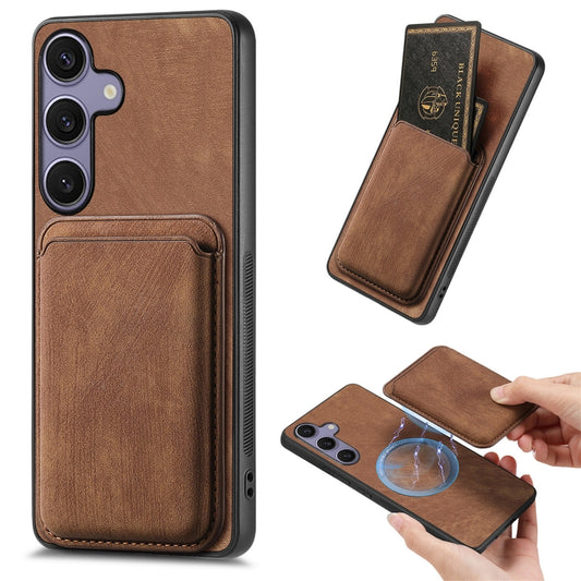 Retro Leather Card Bag Magnetic Phone Case, For Samsung Galaxy S25 5G, For Samsung Galaxy S25+ 5G, For Samsung Galaxy S25 Ultra 5G, For Samsung Galaxy A55 5G