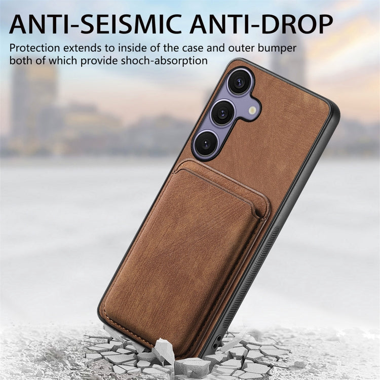 Retro Leather Card Bag Magnetic Phone Case, For Samsung Galaxy S25 5G, For Samsung Galaxy S25+ 5G, For Samsung Galaxy S25 Ultra 5G, For Samsung Galaxy A55 5G