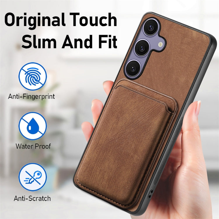 Retro Leather Card Bag Magnetic Phone Case, For Samsung Galaxy S25 5G, For Samsung Galaxy S25+ 5G, For Samsung Galaxy S25 Ultra 5G, For Samsung Galaxy A55 5G
