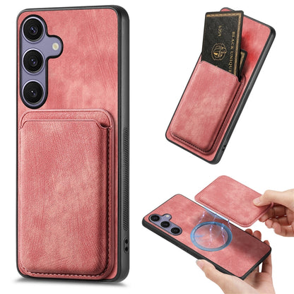 Retro Leather Card Bag Magnetic Phone Case, For Samsung Galaxy S25 5G, For Samsung Galaxy S25+ 5G, For Samsung Galaxy S25 Ultra 5G, For Samsung Galaxy A55 5G