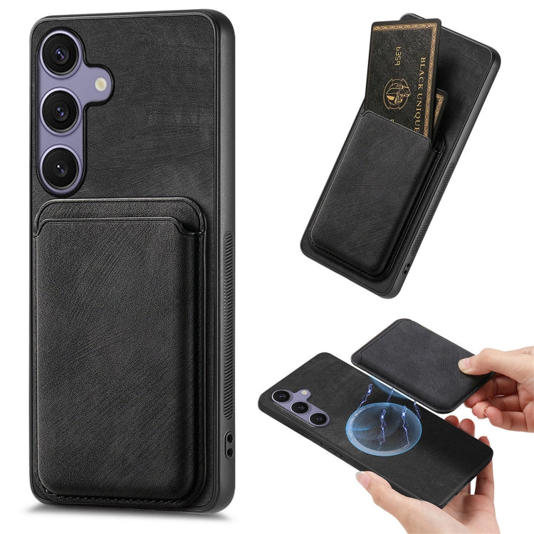 Retro Leather Card Bag Magnetic Phone Case, For Samsung Galaxy S25 5G, For Samsung Galaxy S25+ 5G, For Samsung Galaxy S25 Ultra 5G, For Samsung Galaxy A55 5G