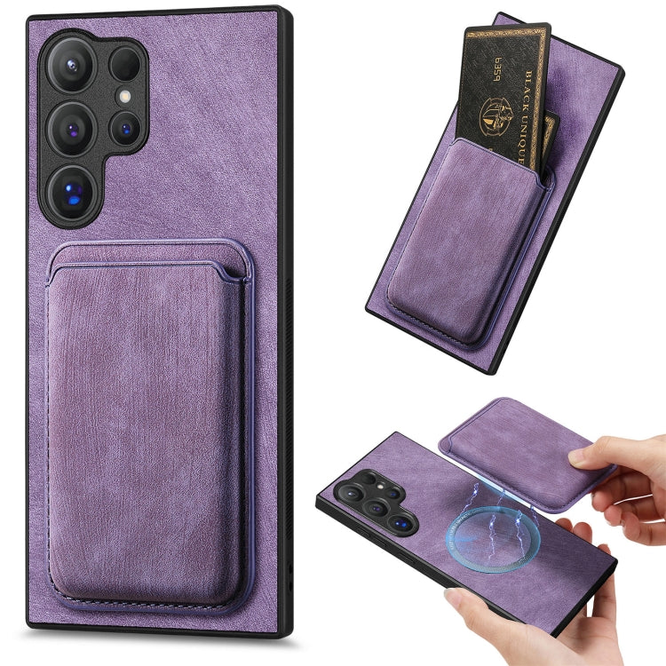 Retro Leather Card Bag Magnetic Phone Case, For Samsung Galaxy S25 5G, For Samsung Galaxy S25+ 5G, For Samsung Galaxy S25 Ultra 5G, For Samsung Galaxy A55 5G