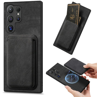 Retro Leather Card Bag Magnetic Phone Case, For Samsung Galaxy S25 5G, For Samsung Galaxy S25+ 5G, For Samsung Galaxy S25 Ultra 5G, For Samsung Galaxy A55 5G