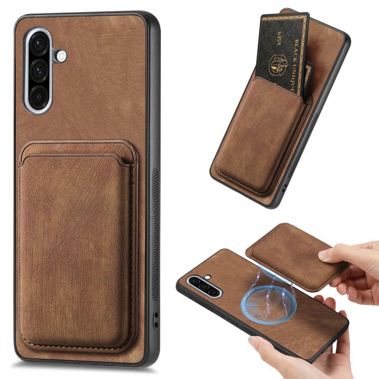 Retro Leather Card Bag Magnetic Phone Case, For Samsung Galaxy A26 5G, For Samsung Galaxy A36, For Samsung Galaxy S25 5G, For Samsung Galaxy S25+ 5G