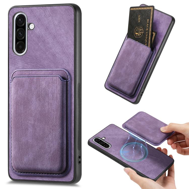 Retro Leather Card Bag Magnetic Phone Case, For Samsung Galaxy A26 5G, For Samsung Galaxy A36, For Samsung Galaxy S25 5G, For Samsung Galaxy S25+ 5G