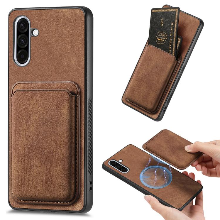 Retro Leather Card Bag Magnetic Phone Case, For Samsung Galaxy A26 5G, For Samsung Galaxy A36, For Samsung Galaxy S25 5G, For Samsung Galaxy S25+ 5G