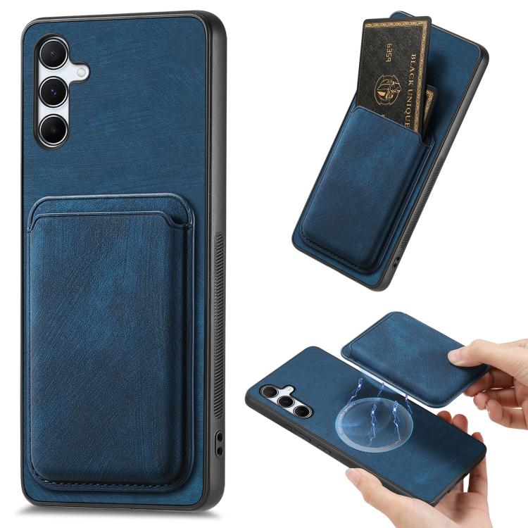 Retro Leather Card Bag Magnetic Phone Case, For Samsung Galaxy S25 5G, For Samsung Galaxy S25+ 5G, For Samsung Galaxy S25 Ultra 5G, For Samsung Galaxy A55 5G