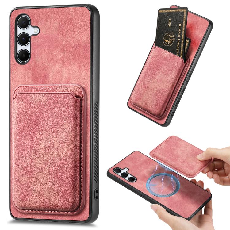 Retro Leather Card Bag Magnetic Phone Case, For Samsung Galaxy S25 5G, For Samsung Galaxy S25+ 5G, For Samsung Galaxy S25 Ultra 5G, For Samsung Galaxy A55 5G