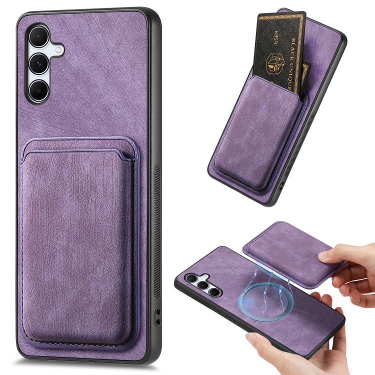Retro Leather Card Bag Magnetic Phone Case, For Samsung Galaxy S25 5G, For Samsung Galaxy S25+ 5G, For Samsung Galaxy S25 Ultra 5G, For Samsung Galaxy A55 5G