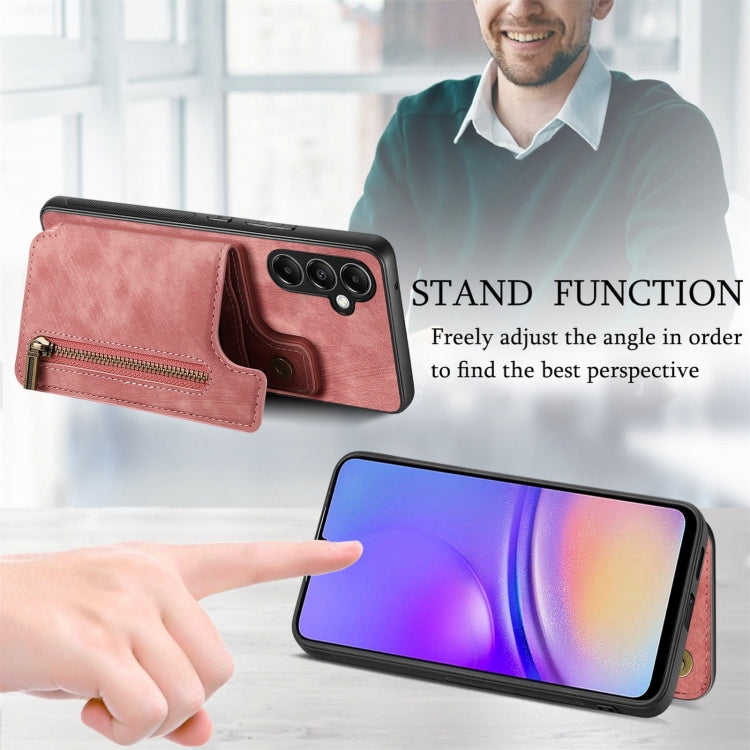 Retro Leather Zipper Wallet Back Phone Case, For Samsung Galaxy A24, For Samsung Galaxy A34 5G, For Samsung Galaxy A54 5G, For Samsung Galaxy A04 4G