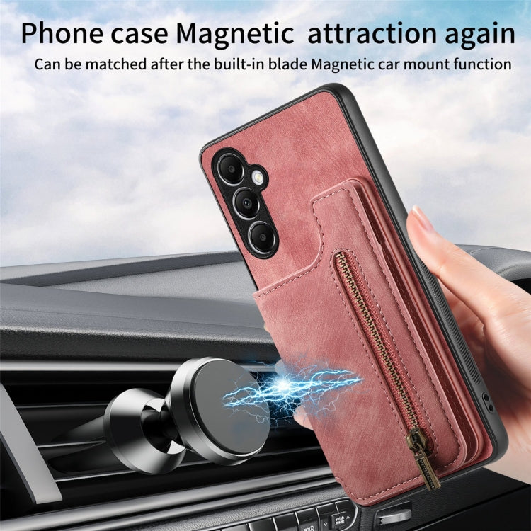 Retro Leather Zipper Wallet Back Phone Case, For Samsung Galaxy A24, For Samsung Galaxy A34 5G, For Samsung Galaxy A54 5G, For Samsung Galaxy A04 4G