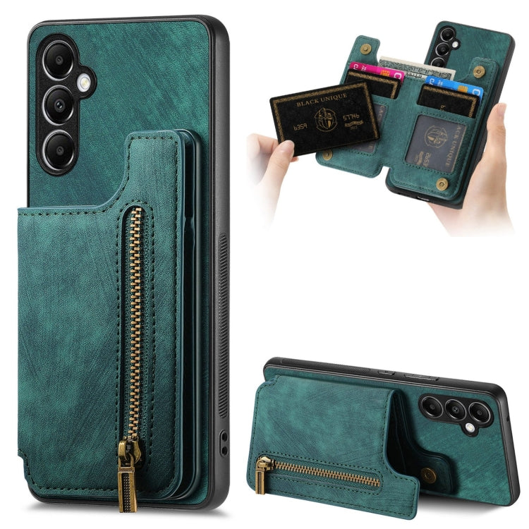 Retro Leather Zipper Wallet Back Phone Case, For Samsung Galaxy A24, For Samsung Galaxy A34 5G, For Samsung Galaxy A54 5G, For Samsung Galaxy A04 4G