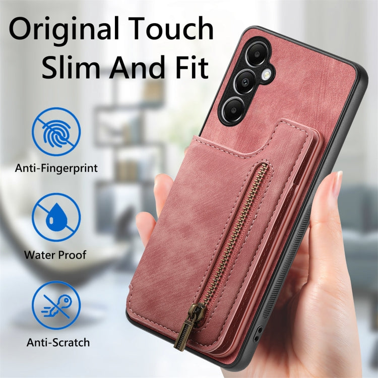 Retro Leather Zipper Wallet Back Phone Case, For Samsung Galaxy A54 5G, For Samsung Galaxy A04 4G, For Samsung Galaxy M53 5G, For Samsung Galaxy M33