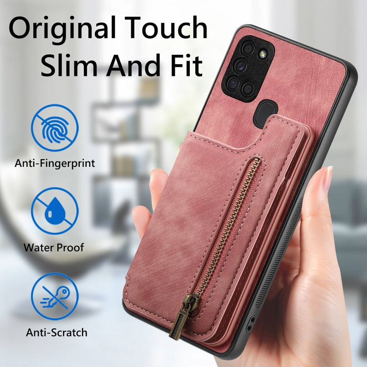 Retro Leather Zipper Wallet Back Phone Case, For Samsung Galaxy M53 5G, For Samsung Galaxy M33, For Samsung Galaxy A73 5G, For Samsung Galaxy A33 5G