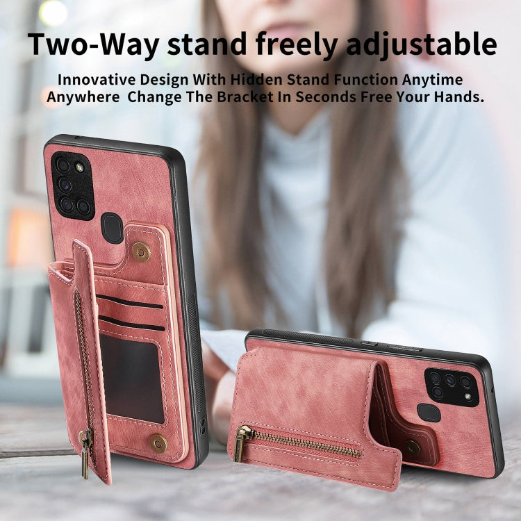 Retro Leather Zipper Wallet Back Phone Case, For Samsung Galaxy M53 5G, For Samsung Galaxy M33, For Samsung Galaxy A73 5G, For Samsung Galaxy A33 5G