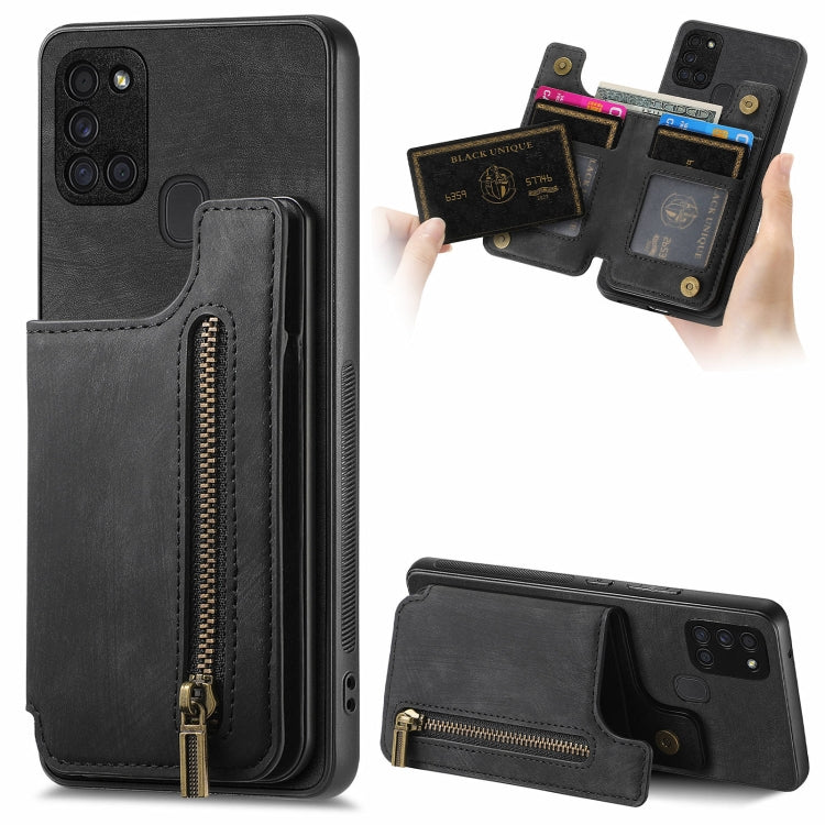 Retro Leather Zipper Wallet Back Phone Case, For Samsung Galaxy M53 5G, For Samsung Galaxy M33, For Samsung Galaxy A73 5G, For Samsung Galaxy A33 5G