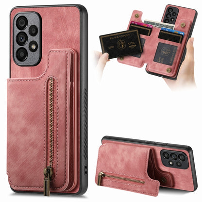 Retro Leather Zipper Wallet Back Phone Case, For Samsung Galaxy A73 5G, For Samsung Galaxy A33 5G, For Samsung Galaxy A13 4G, For Samsung Galaxy M32 4G