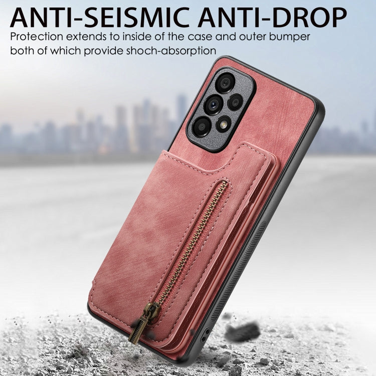 Retro Leather Zipper Wallet Back Phone Case, For Samsung Galaxy A13 4G, For Samsung Galaxy M32 4G, For Samsung Galaxy A22 4G, For Samsung Galaxy A22 5G