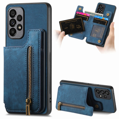 Retro Leather Zipper Wallet Back Phone Case, For Samsung Galaxy A13 4G, For Samsung Galaxy M32 4G, For Samsung Galaxy A22 4G, For Samsung Galaxy A22 5G
