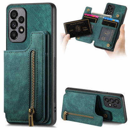 Retro Leather Zipper Wallet Back Phone Case, For Samsung Galaxy A73 5G, For Samsung Galaxy A33 5G, For Samsung Galaxy A13 4G, For Samsung Galaxy M32 4G