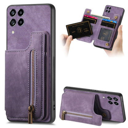 Retro Leather Zipper Wallet Back Phone Case, For Samsung Galaxy A73 5G, For Samsung Galaxy A33 5G, For Samsung Galaxy A13 4G, For Samsung Galaxy M32 4G