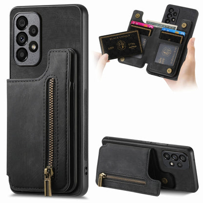 Retro Leather Zipper Wallet Back Phone Case, For Samsung Galaxy A22 4G, For Samsung Galaxy A22 5G, For Samsung Galaxy A32 4G, For Samsung Galaxy A32 5G
