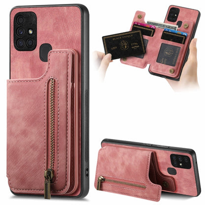 Retro Leather Zipper Wallet Back Phone Case, For Samsung Galaxy S21 5G, For Samsung Galaxy A31, For Samsung Galaxy A71, For Samsung Galaxy A51
