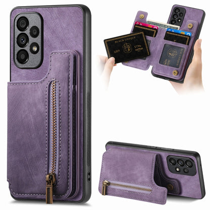 Retro Leather Zipper Wallet Back Phone Case, For Samsung Galaxy A10, For Samsung Galaxy A23, For Samsung Galaxy A14 4G/5G, For Samsung Galaxy A12 5G