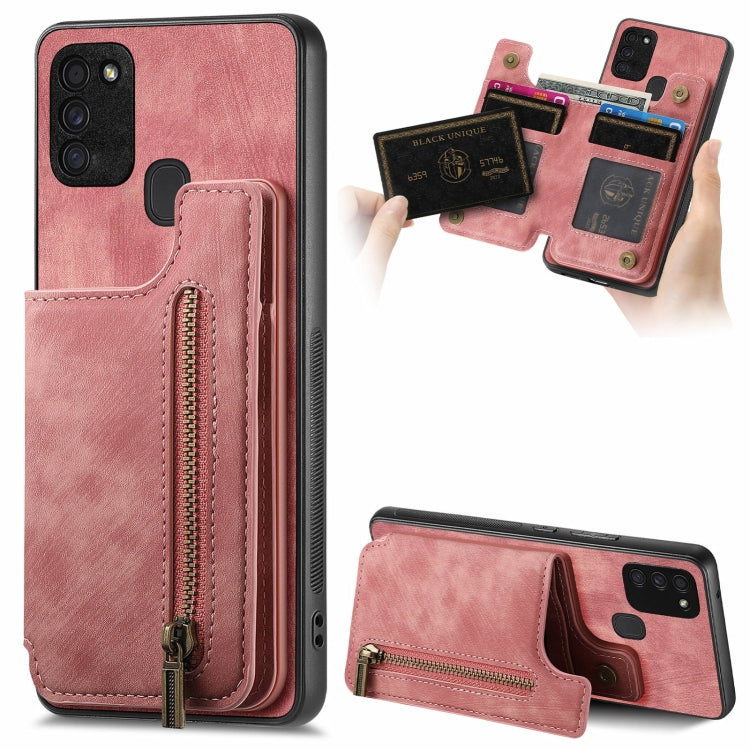 Retro Leather Zipper Wallet Back Phone Case, For Samsung Galaxy S20 FE, For Samsung Galaxy A52 4G/5G, For Samsung Galaxy A72 4G/5G, For Samsung Galaxy S20