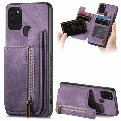 Retro Leather Zipper Wallet Back Phone Case, For Samsung Galaxy S20 FE, For Samsung Galaxy A52 4G/5G, For Samsung Galaxy A72 4G/5G, For Samsung Galaxy S20