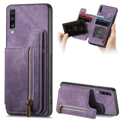 Retro Leather Zipper Wallet Back Phone Case, For Samsung Galaxy A52 4G/5G, For Samsung Galaxy A72 4G/5G, For Samsung Galaxy S20, For Samsung Galaxy A70/A70s