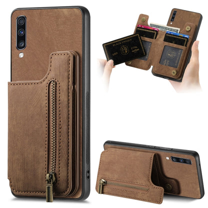 Retro Leather Zipper Wallet Back Phone Case, For Samsung Galaxy A52 4G/5G, For Samsung Galaxy A72 4G/5G, For Samsung Galaxy S20, For Samsung Galaxy A70/A70s