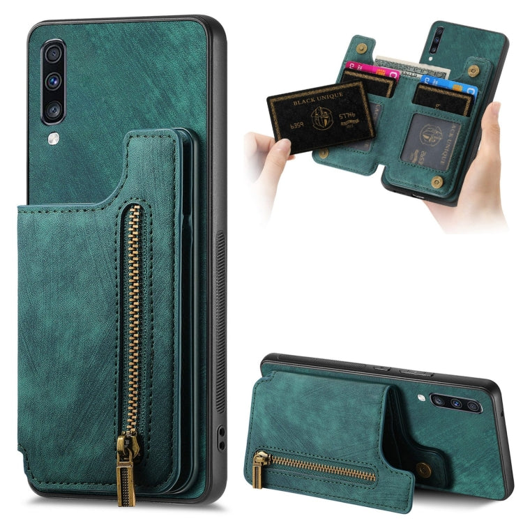 Retro Leather Zipper Wallet Back Phone Case, For Samsung Galaxy A52 4G/5G, For Samsung Galaxy A72 4G/5G, For Samsung Galaxy S20, For Samsung Galaxy A70/A70s