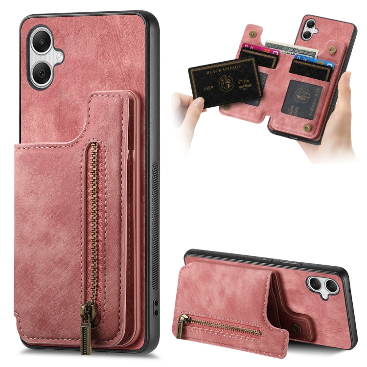 Retro Leather Zipper Wallet Back Phone Case, For Samsung Galaxy A24, For Samsung Galaxy A34 5G, For Samsung Galaxy A54 5G, For Samsung Galaxy A04 4G