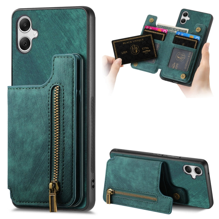 Retro Leather Zipper Wallet Back Phone Case, For Samsung Galaxy A24, For Samsung Galaxy A34 5G, For Samsung Galaxy A54 5G, For Samsung Galaxy A04 4G