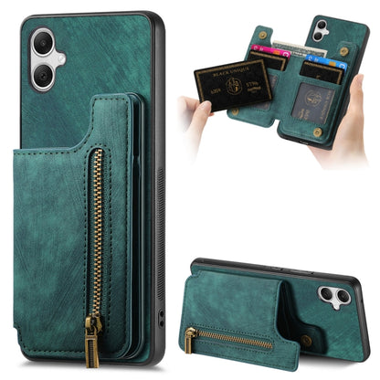 Retro Leather Zipper Wallet Back Phone Case, For Samsung Galaxy A54 5G, For Samsung Galaxy A04 4G, For Samsung Galaxy M53 5G, For Samsung Galaxy M33