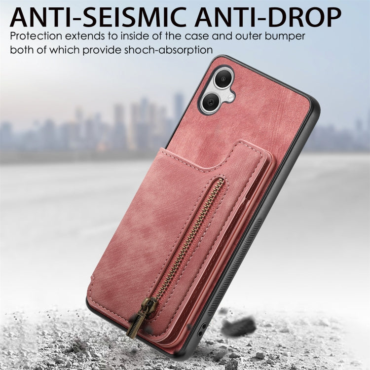Retro Leather Zipper Wallet Back Phone Case, For Samsung Galaxy A22 4G, For Samsung Galaxy A22 5G, For Samsung Galaxy A32 4G, For Samsung Galaxy A32 5G