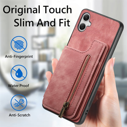 Retro Leather Zipper Wallet Back Phone Case, For Samsung Galaxy A22 4G, For Samsung Galaxy A22 5G, For Samsung Galaxy A32 4G, For Samsung Galaxy A32 5G