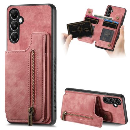 Retro Leather Zipper Wallet Back Phone Case, For Samsung Galaxy M15, For Samsung Galaxy A55 5G, For Samsung Galaxy A35 5G, For Samsung Galaxy A25 5G