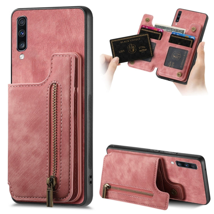 Retro Leather Zipper Wallet Back Phone Case, For Samsung Galaxy A30/A20/M10s, For Samsung Galaxy A50/A30s/A50s, For Samsung Galaxy Note10, For Samsung Galaxy Note10+