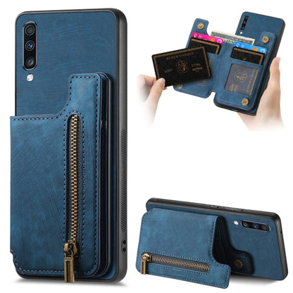 Retro Leather Zipper Wallet Back Phone Case, For Samsung Galaxy A30/A20/M10s, For Samsung Galaxy A50/A30s/A50s, For Samsung Galaxy Note10, For Samsung Galaxy Note10+