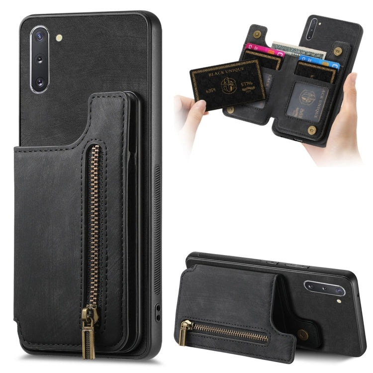 Retro Leather Zipper Wallet Back Phone Case, For Samsung Galaxy A30/A20/M10s, For Samsung Galaxy A50/A30s/A50s, For Samsung Galaxy Note10, For Samsung Galaxy Note10+