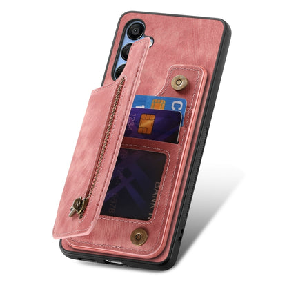 Retro Leather Zipper Wallet Back Phone Case, For Samsung Galaxy Note10+