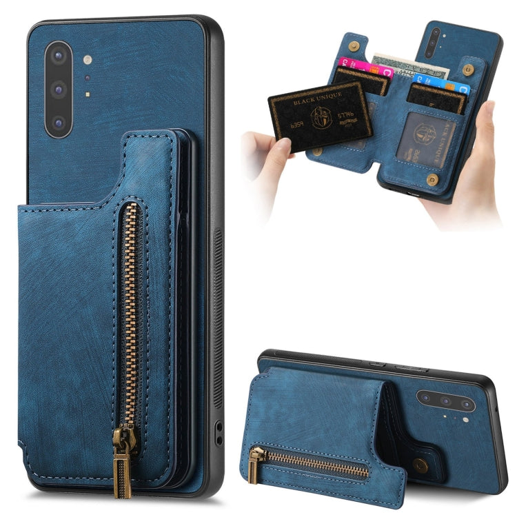 Retro Leather Zipper Wallet Back Phone Case, For Samsung Galaxy A30/A20/M10s, For Samsung Galaxy A50/A30s/A50s, For Samsung Galaxy Note10, For Samsung Galaxy Note10+